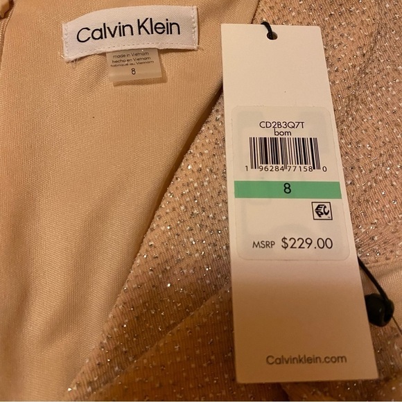 CALVIN KLEIN Embellished Maxi Evening Glitter Dress in Blossom - Picture 6 of 6